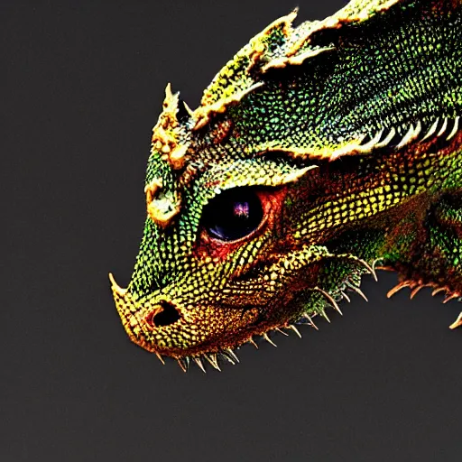 Prompt: brightfield microscopy photograph of a tiny dragon