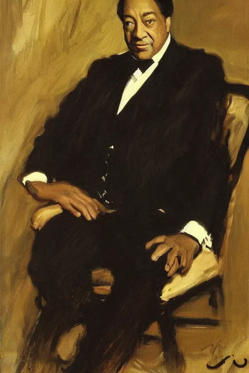 Image similar to “portrait of Duke Ellington, by John Singer Sargent”