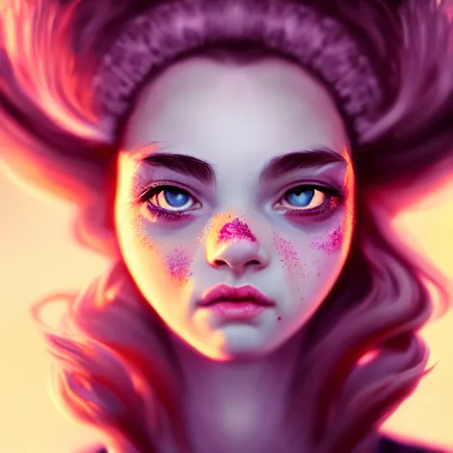 Image similar to portrait of a girl with a bundt on her face , digital art, cinematic, concept art, 8k, painting, imaginefx, cgsociety, trending on artstation