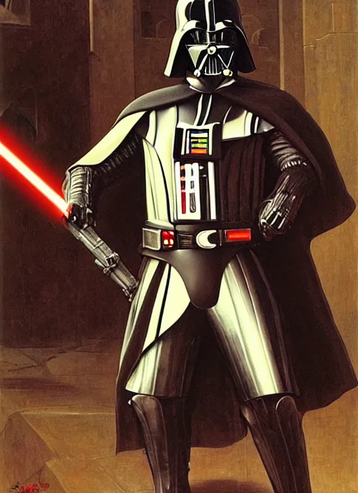 Image similar to darth vader as medieval knight, bouguereau