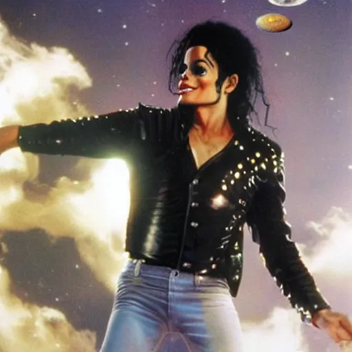 Image similar to michael jackson floating in space