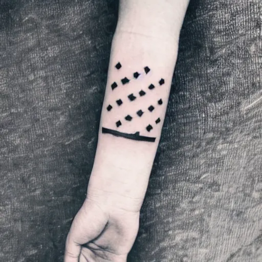 Image similar to tiny handpoke tattoo of a simplistic black and white geometric shape, stick poke, lineart