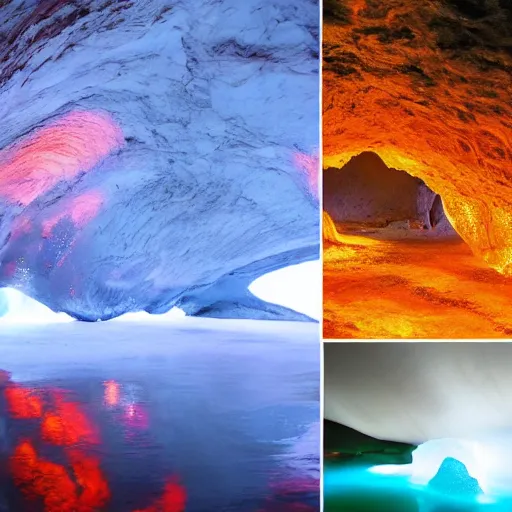 Image similar to magical caves of fire and ice