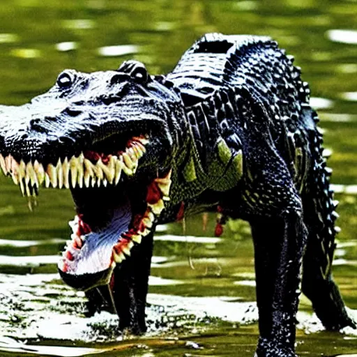 Prompt: Photomorph that fuses a crocodile with a wolf