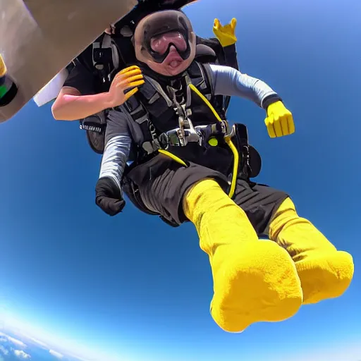 Prompt: SpongeBob skydiving GoPro photo, photograph, hyper detailed, 4k