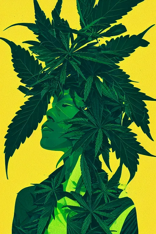 Image similar to marijuana profile picture by sachin teng, miami, organic painting, asymmetrical, green, marijuana smoke, matte paint, hard edges, energetic, 3 d shapes, smoke