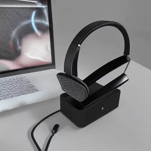 Prompt: wireless cat tail headphone stand, futuristic, techno, cyberpunk, product design, render, cute, swag, geometric, fun, iconic, 4 k, 3 d