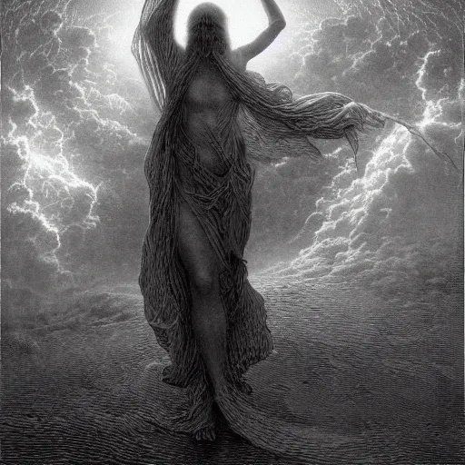 Image similar to infinitely macabre ominous radiance ethereality quantum sadness crystalization of your yearning to live by gustave dore and james gurney and godmachine dzo olivier