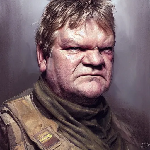 Image similar to portrait of a man by greg rutkowski, he looks like brendan gleeson, wearing the military fatigues of the corellian confederation, star wars expanded universe, he is about 5 0 years old, highly detailed portrait, digital painting, artstation, concept art, smooth, sharp foccus ilustration, artstation hq