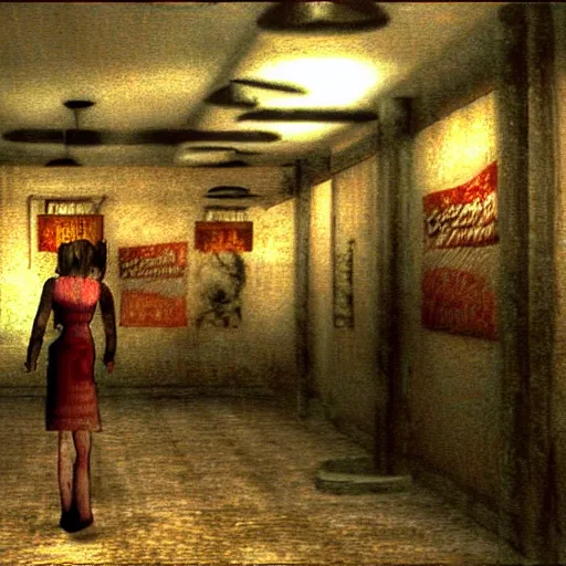 Image similar to a still of breakfast at tiffany's, 2 0 0 3 silent hill 3 graphics ps 2 visuals aesthetic