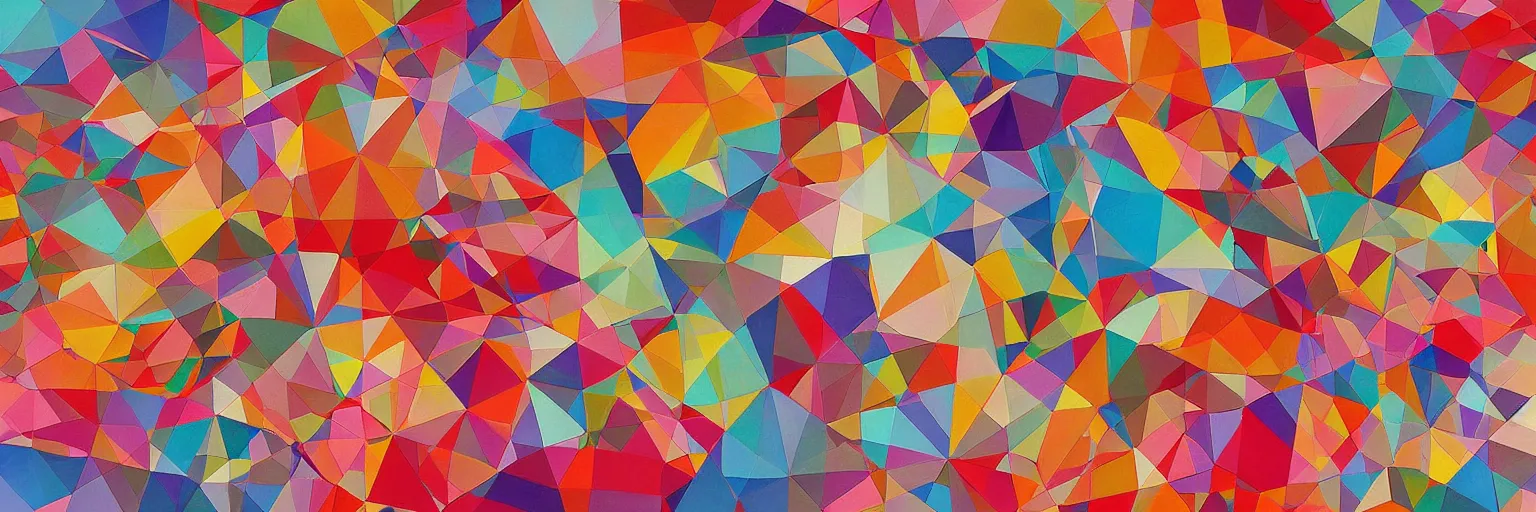 Image similar to abstract landscape, Mural, Hyperprism, Geometric, Polygonal