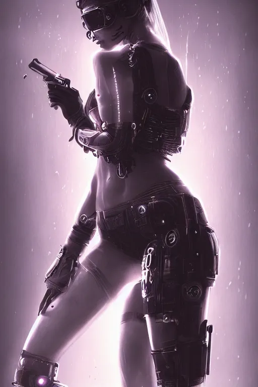 Image similar to entire body, cyberpunk, cyberpunk, female character, beautiful head, nice legs, concept art, artstation, intricate details, dramatic lighting