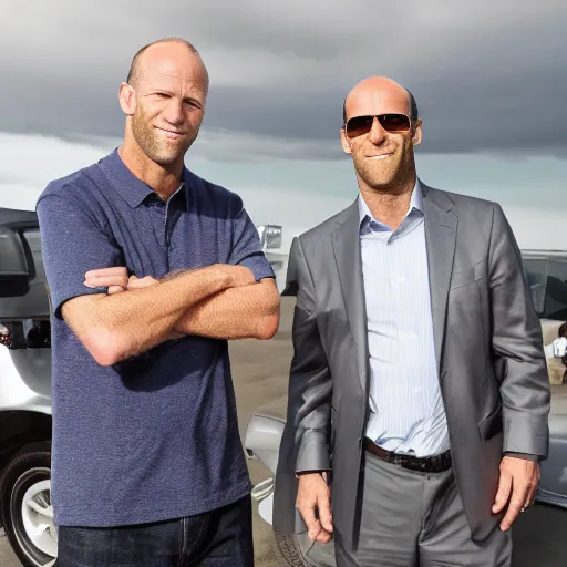 Prompt: bill gates and jason statham fight m