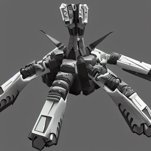 Image similar to hard surface, robotic platform, based on realistic low poly convex shape, 6 claws, symmetric, unreal engine