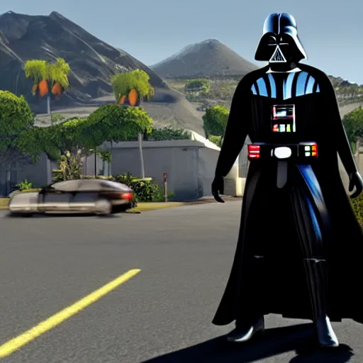 Prompt: Darth Vader in the style of GTAV