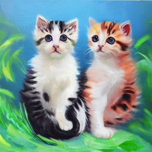 Prompt: cute kittens, oil on canvas, masterpiece!!!!!!!!!!!!!!!!