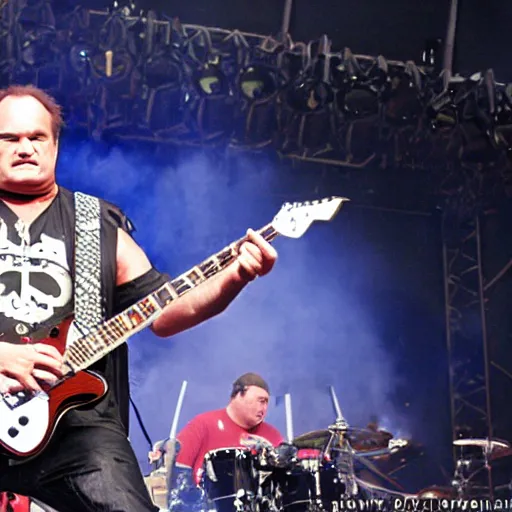 Image similar to jim belushi playing a jackson kelly guitar in a metal band at rock am ring, 2 0 0 9, concert photography