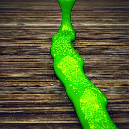 Image similar to wooden staff splattered with green slime, octane render