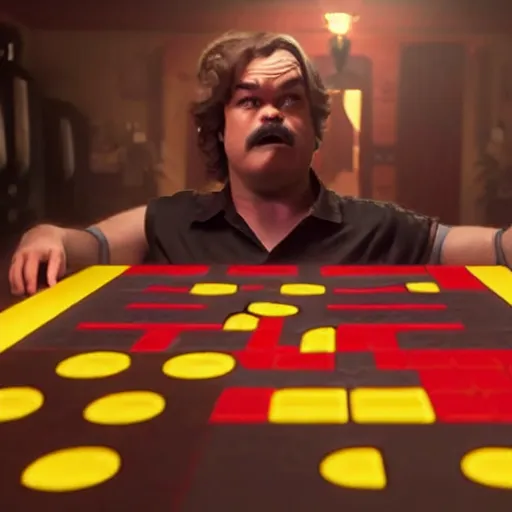 Prompt: jack black starring as live action pac - man the movie, 8 k, movie still