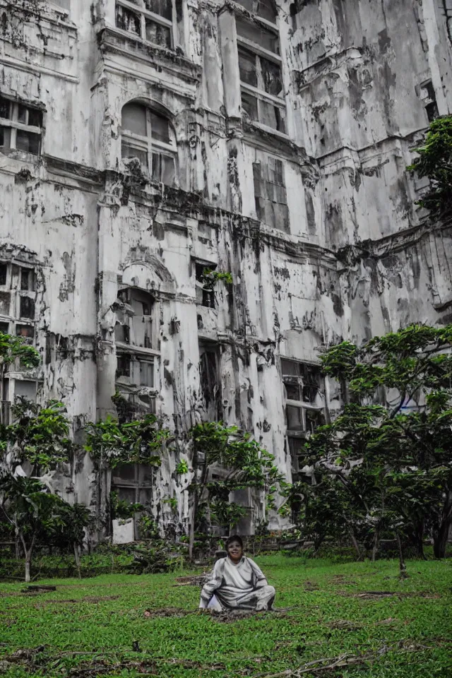 Image similar to a portrait of an abandoned de la salle university in the manila campus