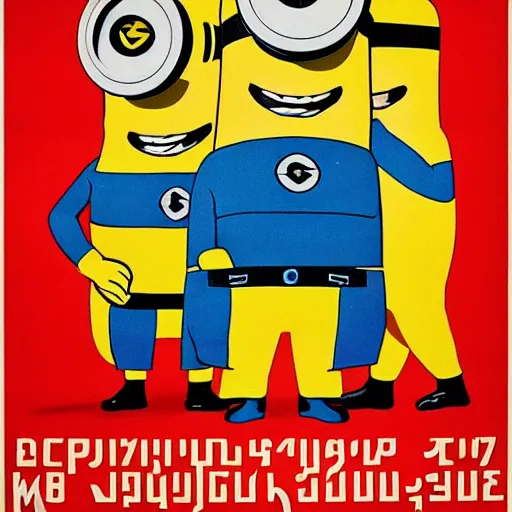 Image similar to soviet poster of minions