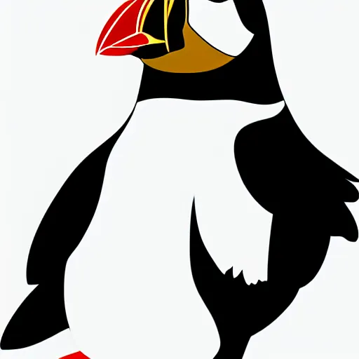 Image similar to flat single tone black vector silhouette of a puffin, pure white background, 4 k resolution