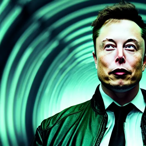 Image similar to elon musk as a hacker in the matrix, modelsociety, radiant skin, huge anime eyes, rtx on, perfect face, directed gaze, intricate, sony a 7 r iv, symmetric balance, polarizing filter, photolab, lightroom, 4 k, dolby vision, photography award