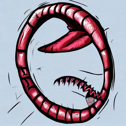 Prompt: a mimic pretending to be a basketball with a long tongue and sharp teeth, fantasy, digital painting