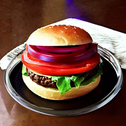 Prompt: hamburger made of glass