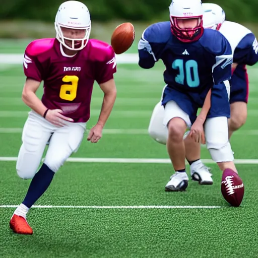 Image similar to action shot from a game of football with elon musk as the quarterback, highly detailed, extremely high quality, hd, 4 k, 8 k, canon 3 0 0 mm, professional photographer, 4 0 mp, lifelike, top - rated, award winning, realistic, detailed lighting, detailed shadows, sharp, no blur, edited, corrected, trending