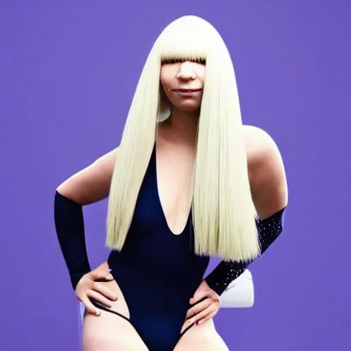 Prompt: Sia Furler artistic photoshoot wearing a leotard