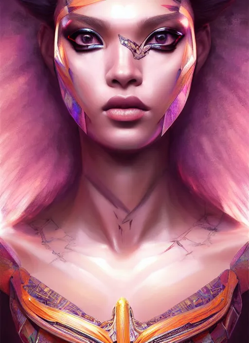 Prompt: portrait of amazon princess, zoid, intricate, sharp focus, octane render, realistic, detailed, beautiful, unreal engine, symmetrical!!, maybelline, sephora, loreal, artstation, art by artgerm, rossdraws, art by karol bak, makeup by pat mcgrath, cinematic, concept art, filmic, vsco