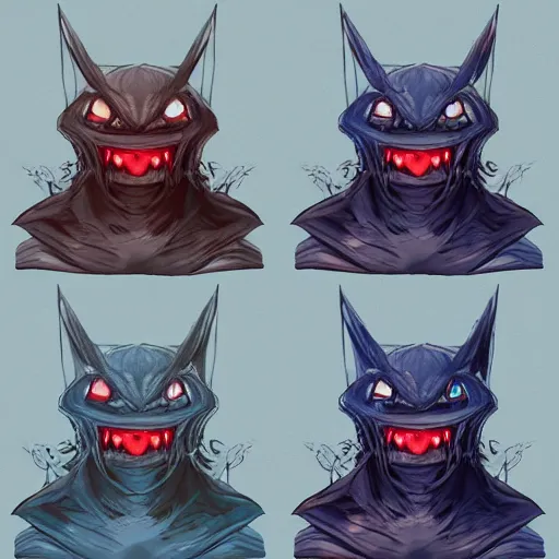 Image similar to front and back character view of scary, giant, mutant, mutated, dark blue humanoid bat, glowing red eyes, flying above a stormy ocean, sharp teeth, acid leaking from mouth, realistic, giant, bat ears, bat nose, bat claws, bat wings, furred, covered in soft fur, detailed, trending on artstation clean concept art and sheet that using unreal engine 5 render and hyper detailed 3D texture with cinematic software light 85mm f/1.4