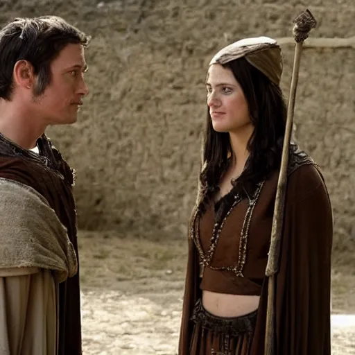 Prompt: scene from a 2 0 1 0 film set in the 1 0 th century showing a woman