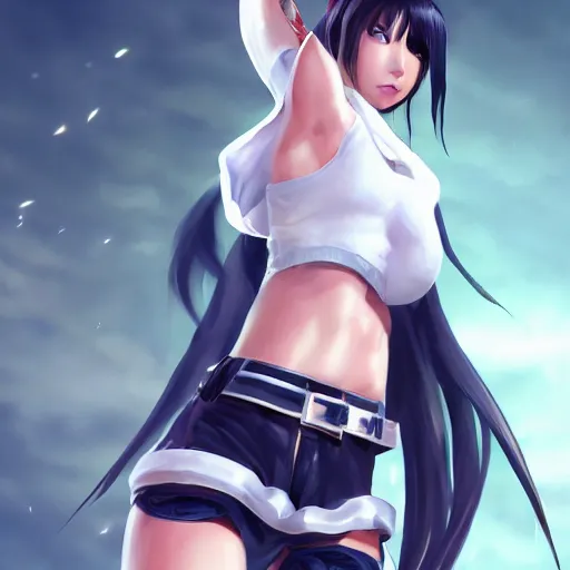 Image similar to head to toe shot of tifa lockhart by wlop, rossdraws, mingchen shen, bangkuart, sakimichan, yan gisuka, jeongseok lee, artstation, 4k