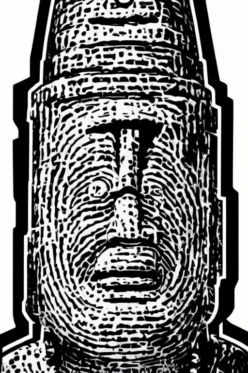 Image similar to sticker art, cronobreaker moai statue popart slap face caricature comic book illustration cartoon graffity street digital