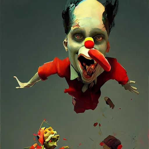 Image similar to a crazy clown , artwork by Sergey Kolesov, arstation,