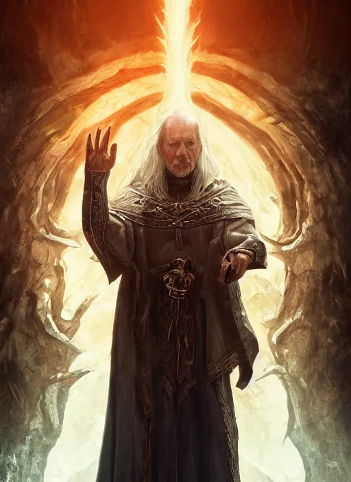 Image similar to priest father, ultra detailed fantasy, elden ring, realistic, dnd character portrait, full body, dnd, rpg, lotr game design fanart by concept art, behance hd, artstation, deviantart, global illumination radiating a glowing aura global illumination ray tracing hdr render in unreal engine 5