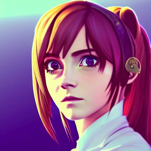 Image similar to 3 d photo of emma watson cosplaying as an anime catgirl, bokeh, shader, anime art style, highly detailed, cel - shaded, colorful, animated, trending