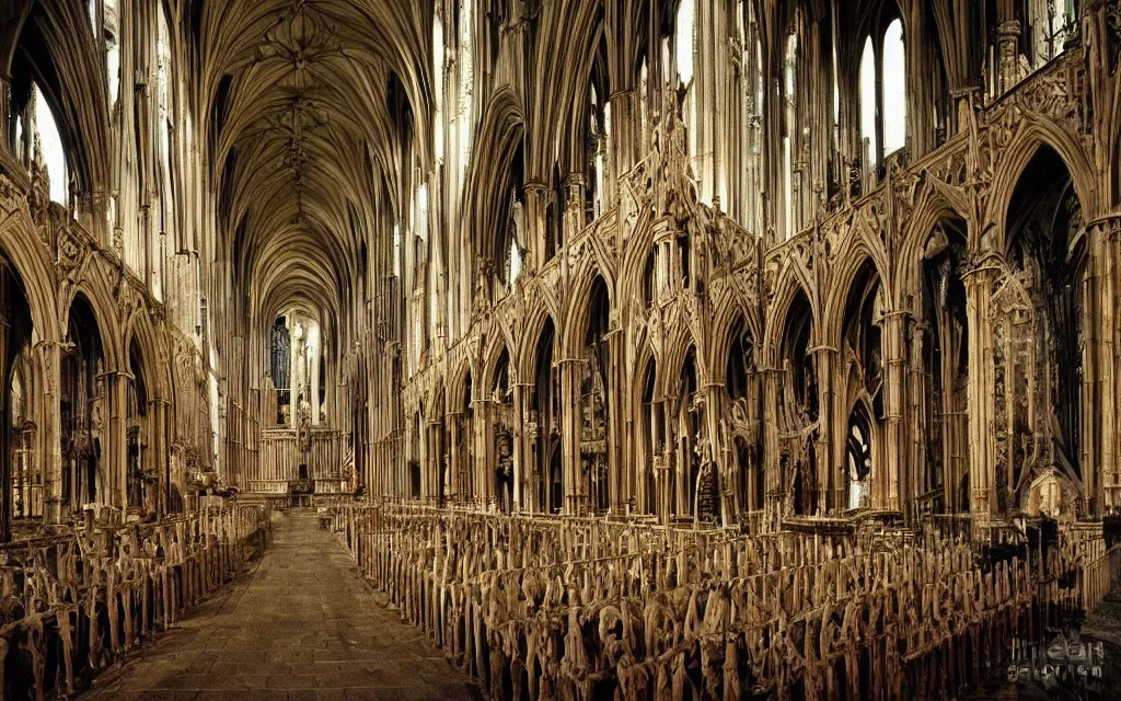 Prompt: cathedral made of flesh and bones, realistic, old color photograph, dynamic composition, creepy