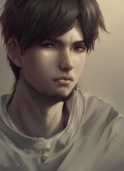 Prompt: detailed beautiful male character art, concept art, depth of field, on amino, by sakimichan patreon, wlop, weibo, byc. net, byc high quality art on artstation.