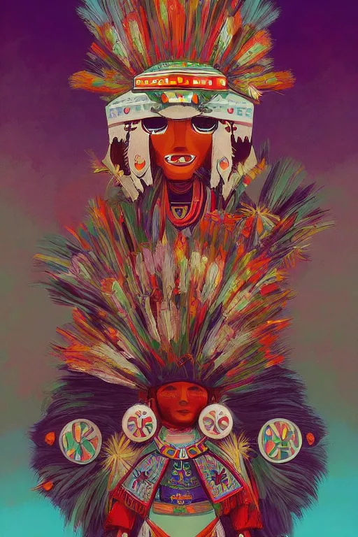 Image similar to A beautiful painting of Hopi kachina dolls, symmetrical features, cinematic lighting, soft bokeh, fantasy, modern, colourful, highly detailed, digital painting, artstation, deviantart, concept art, sharp focus, illustration, by alphonse mucha and Edward Hopper