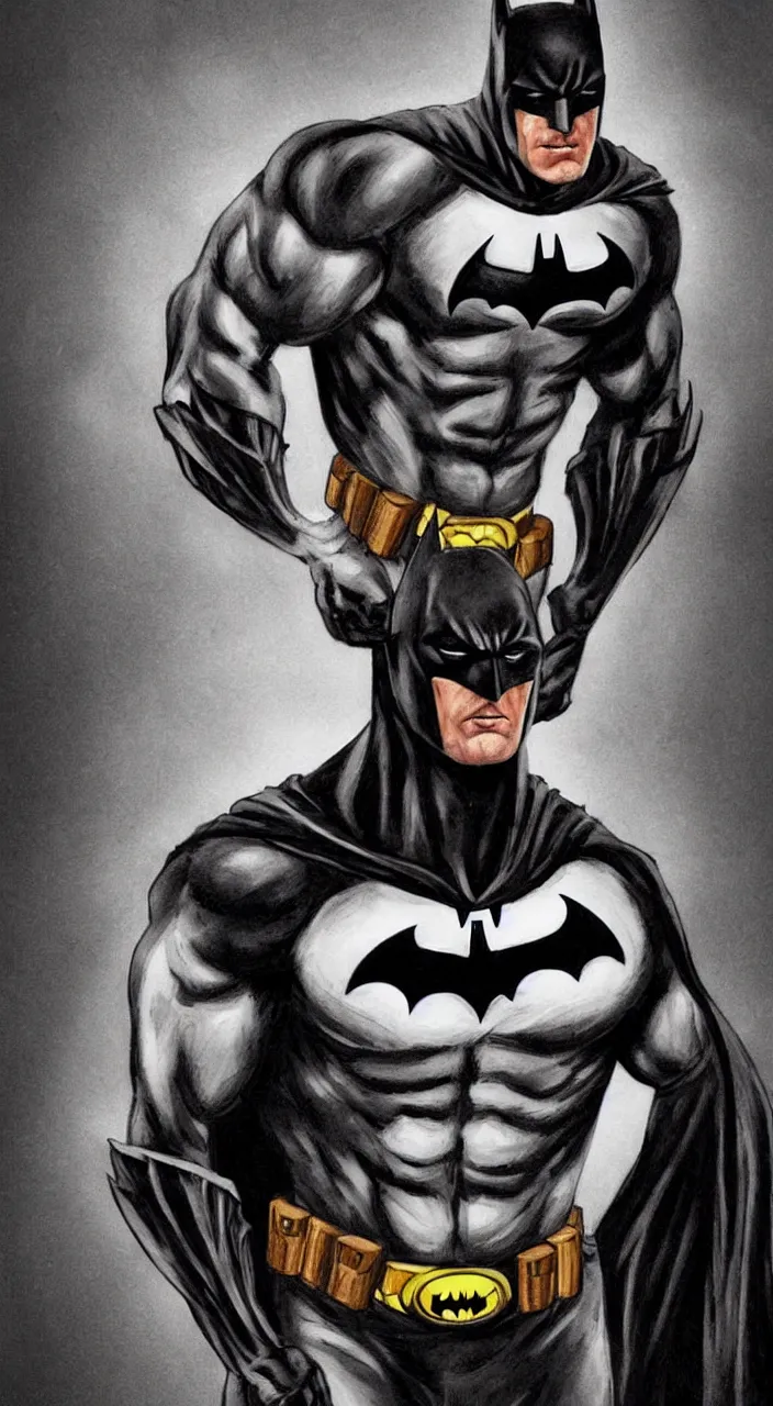 Prompt: a portrait of a muscular Batman with scars