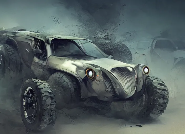 Image similar to a beautiful concept design of an old car converted into offroad sport. car design by cory loftis, fenghua zhong, ryohei hase, ismail inceoglu and ruan jia, henrik fisker and bruce kaiser and scott robertson and dmitry mazurkevich and doruk erdem and jon sibal, volumetric light.