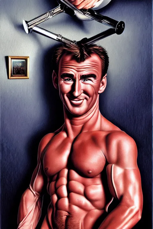 Image similar to hyperrealism billy herrington wallpaper in style of rob gonsalves, giger, araki nobuyoshi