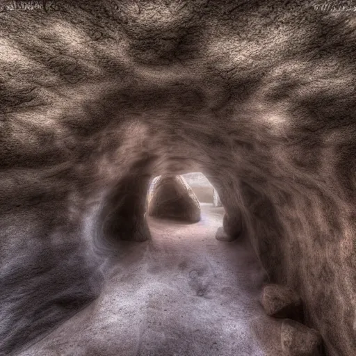 Image similar to a stone cave leading into a galaxy