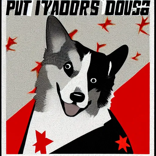 Prompt: corgi dog as communist dictator, soviet propaganda style