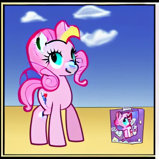 Prompt: Pinkie Pie in Sugarcube Corner, drawn by a professional brony artist, show-accurate, in the style of Friendship is Magic