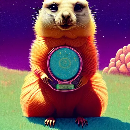 Image similar to cute extra fluffy prairie dog :: by Martine Johanna and Simon Stålenhag and Chie Yoshii and Casey Weldon and Guillermo del toro :: ornate, dynamic, particulate, rich colors, intricate, elegant, highly detailed, centered, artstation, smooth, sharp focus, octane render, 3d