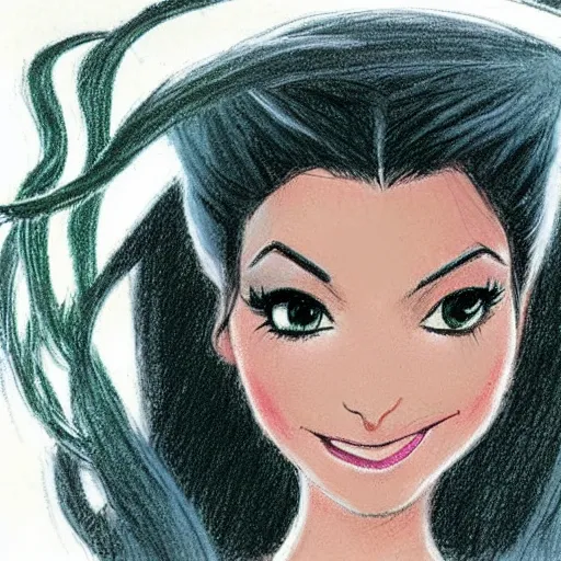 Image similar to milt kahl sketch of victoria justice with tendrils hair style as princess padme from star wars episode 3